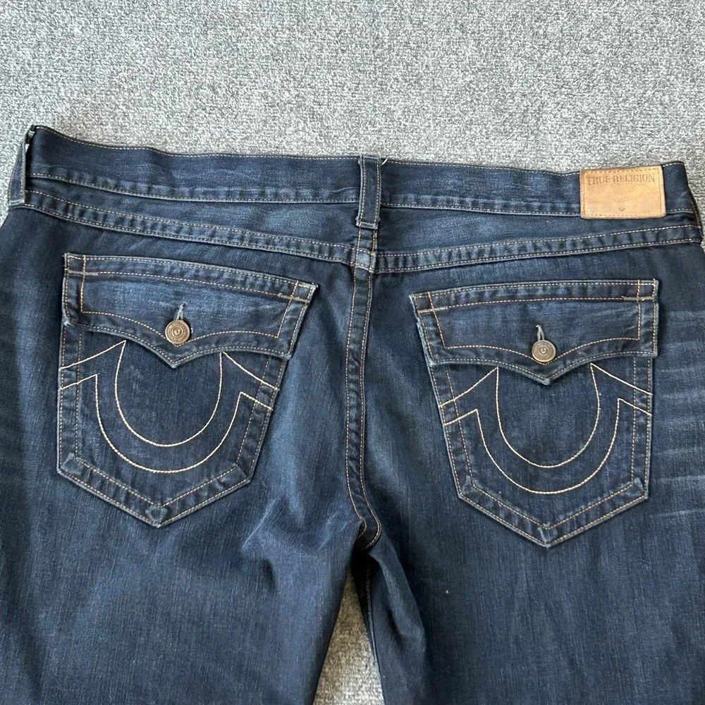 True Religion Billy Relaxed Bootcut‎ Jeans Mens 44x34 Blue Dark Wash Denim